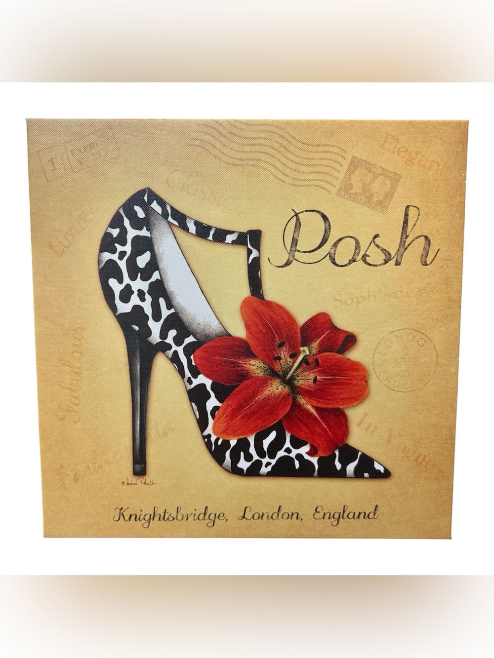 CANVAS WALL ART POSH HIGH HEEL LEOPARD PRINT NWOT